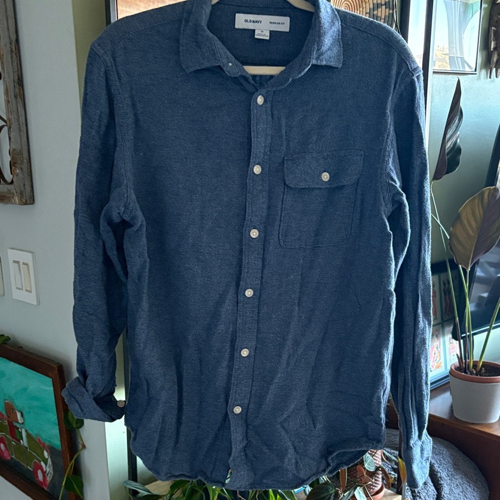 Old Navy Men's Casual Navy Button Down Shirt